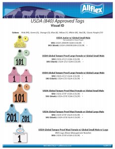 Official USDA '840' Maxi Tag with Global Large Male Set - Available Blank or Numbered